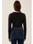Kadın V Yaka Uzun Kollu Slim Fit Bodysuit Black 5