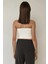 Kadın Askısız Drapeli Crop Top White 7