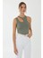 Kadın Asimetrik Yaka Crop Top Yeşil 1
