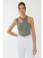 Kadın Asimetrik Yaka Crop Top Yeşil 3