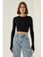Kadın Slim Fit Basic Crop Top Black 4