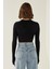 Kadın Slim Fit Basic Crop Top Black 6