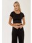 Kadın Örme Crop Bluz & Lastikli Pantolon Takım Siyah 2