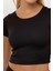Kadın Örme Crop Bluz & Lastikli Pantolon Takım Siyah 6