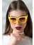 Kadın Kare Mat Sarı UV400 Güneş Gözlüğü Garson Boy 23048-1 C36 M 2