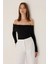 Kadın Omuz Açık Madonna Yaka Triko Üst Siyah 1