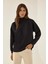 Kadın Rahat Kesim Yarım Yüksek Yaka Sweatshirt Black 1