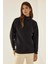 Kadın Rahat Kesim Yarım Yüksek Yaka Sweatshirt Black 3
