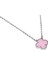 Kadın Pembe Renk Yonca Model Çelik Kolye 1
