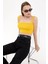 Kadın Kare Yaka Kolsuz Crop Top Yellow 1