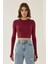 Kadın Slim Fit Basic Crop Top Red 1