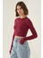 Kadın Slim Fit Basic Crop Top Red 3