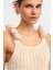 Kadın Çiçek Detaylı Scoop Yakalı, Fitilli Örme Kolsuz Üst Natural 4