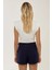 Kadın Kemerli Mini Şort Etek Blue 5