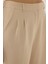 Kadın Orta Bel Pileli Düz Kesim Pantolon Natural 7