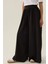 Kadın Yüksek Bel Pliseli Wide Leg Örme Pantolon Siyah 3