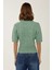 Kadın Kısa Kollu Balıkçı Yaka Saç Örgüsü Triko Kazak Green 5
