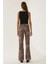 Kadın Leopar Desenli Flare Pantolon Brown 2