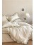 Pure %100 Pamuk Çift Kişilik Nevresim Seti Süs Dikişli Fırfır'lı Ekru 1