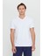 Erkek Beyaz %100 Pamuk Slim Fit Dar Kesim V Yaka Tişört 3