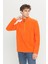 Erkek Turuncu Anti-pilling Tüylenme Yapmayan Standart Fit Dik Yaka Soğuk Geçirmez Polar Sweatshirt 3