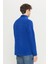Erkek Saks Mavi Anti-pilling Tüylenme Yapmayan Isı Koruyan Standart Fit Dik Yaka Polar Sweatshirt 5