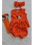 Turuncu Ribana Bebek Şort Bluz Bandana Minnie Mouse Keçeli Çorap Set Hediyelik 2