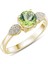 0.86 Karat Pırlanta Peridot Yüzük, Gerçek Pırlanta, Sertifikalı Mücevher 4