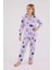 Kız Çocuk Gömlek Pijama Takım 2-15 Yaş Lila 6