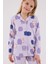 Kız Çocuk Gömlek Pijama Takım 2-15 Yaş Lila 4
