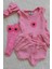 Pembe Ribana Bebek-Çocuk Şort Bluz Bandana Çiçek Keçeli Çorap Set 6-36 Ay 2