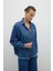 Tek Cepli Düğmeli Denim Gömlek Indigo Y2552005_043 3