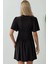 Kadın V Yaka Kısa Kol Büzgülü Mini Elbise Black 5