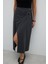 Kruvaze Görünümlü Süs Tokalı Midi Boy Etek Antrasit K2625002_046 4