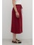 Önden Yırtmaçlı Nakış Detaylı Tek Pilili Midi Boy Etek Bordo K2625003_008 4
