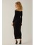 Kadın Drapeli Off Shoulder Bodycon Maxi Elbise Black 5