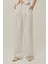 Kadın Keten Görünümlü Palazzo Pantolon Natural 3