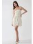 Kadın Straplez Fırfırlı Arkası Gipeli Mini Elbise White 9