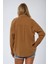 Kadın Oversize Cep Detaylı Pamuklu Gömlek Brown 6