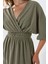 Kadın Dokulu V Yaka Gipeli Örme Mini Elbise Adaçayı Yeşili 4