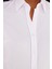 Kadın Slim Fit Dar Kesim Uzun Kollu Pamuklu Vücuda Oturan Dokulu Beyaz Basic Gömlek 3