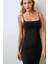 Kadın Kare Yaka Bodycon Sandy Mini Elbise Black 4