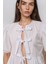 Kadın Önü Fiyonklu Pamuklu Bluz White 3