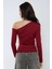 Kadın Asimetrik Yaka Uzun Kol Örme Üst Red 5