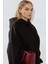 Kadın Extra Oversize Kapüşonlu Kalın Polarlı Hoodie Black 3