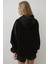 Kadın Extra Oversize Kapüşonlu Kalın Polarlı Hoodie Black 4