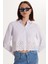 Kadın Slim Fit Dar Kesim Uzun Kollu Beli Detaylı Beyaz Gömlek 2