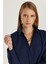 Kadın Slim Fit Dar Kesim Uzun Kollu Pamuklu Vücuda Oturan Dokulu Lacivert Basic Gömlek 1