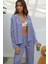 Kadın Çizgili Pamuklu Pijama Takımı Bebek Mavisi 2