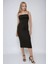 Kadın Degaje Yaka Bodycon Midi Elbise Black 1
